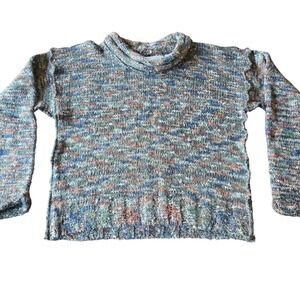 Deauville Medium Wool Blend‎ Multicolor Knit Turtleneck Sweater cabincore